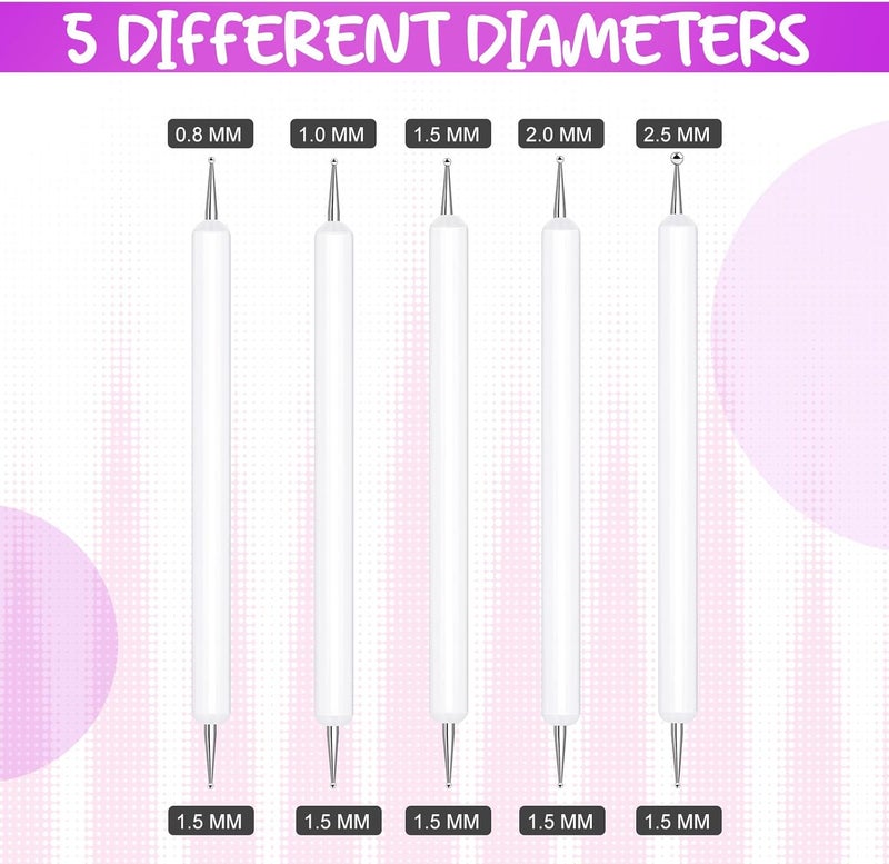 Ashmacdo 20 Pcs Dotting Tools for Painting,Ball Embossing Stylus for Transfer Paper,Tracing Tools for Drawing, Embossing Tools for Paper, Art Dotting Tools for Nail Art (White) - Image 2